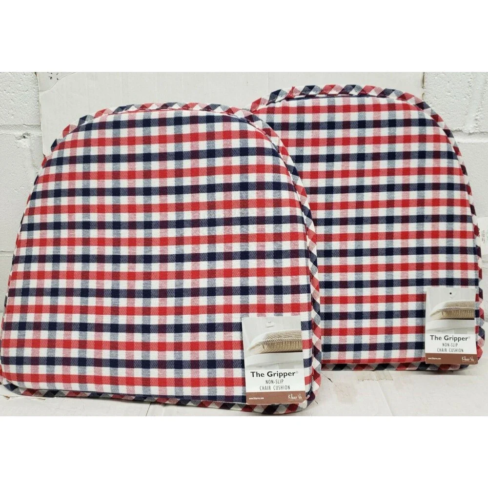 SET OF 2 CHAIR GRIPPER PADS IN LINEN, PATRIOTIC COLORS,RED,BLUE & WHITE,ClearVu